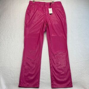Judy Blue Faux Leather Pants Hot Pink Tummy Control Straight‎ Leg Size 15/32